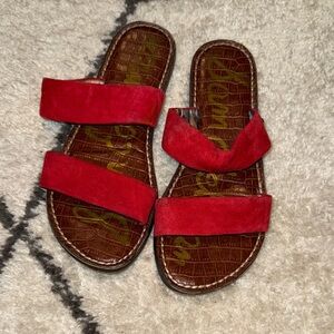 Sam Edelman Red Suede Slide Sandals